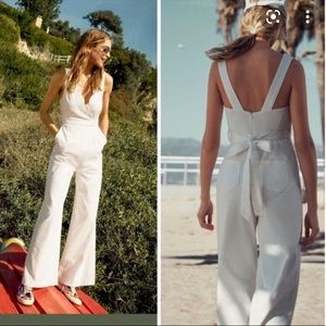 Anthropologie Chino Jumpsuit in White